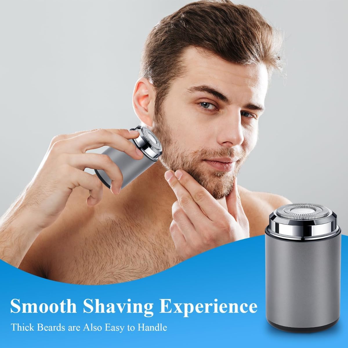 Electric Shaver for Men/Waterproof USB Rechargeable Portable Razor, Wet & Dry Rotary Shaving with Cleaning Brush for Travel & Daily Use - Image 2
