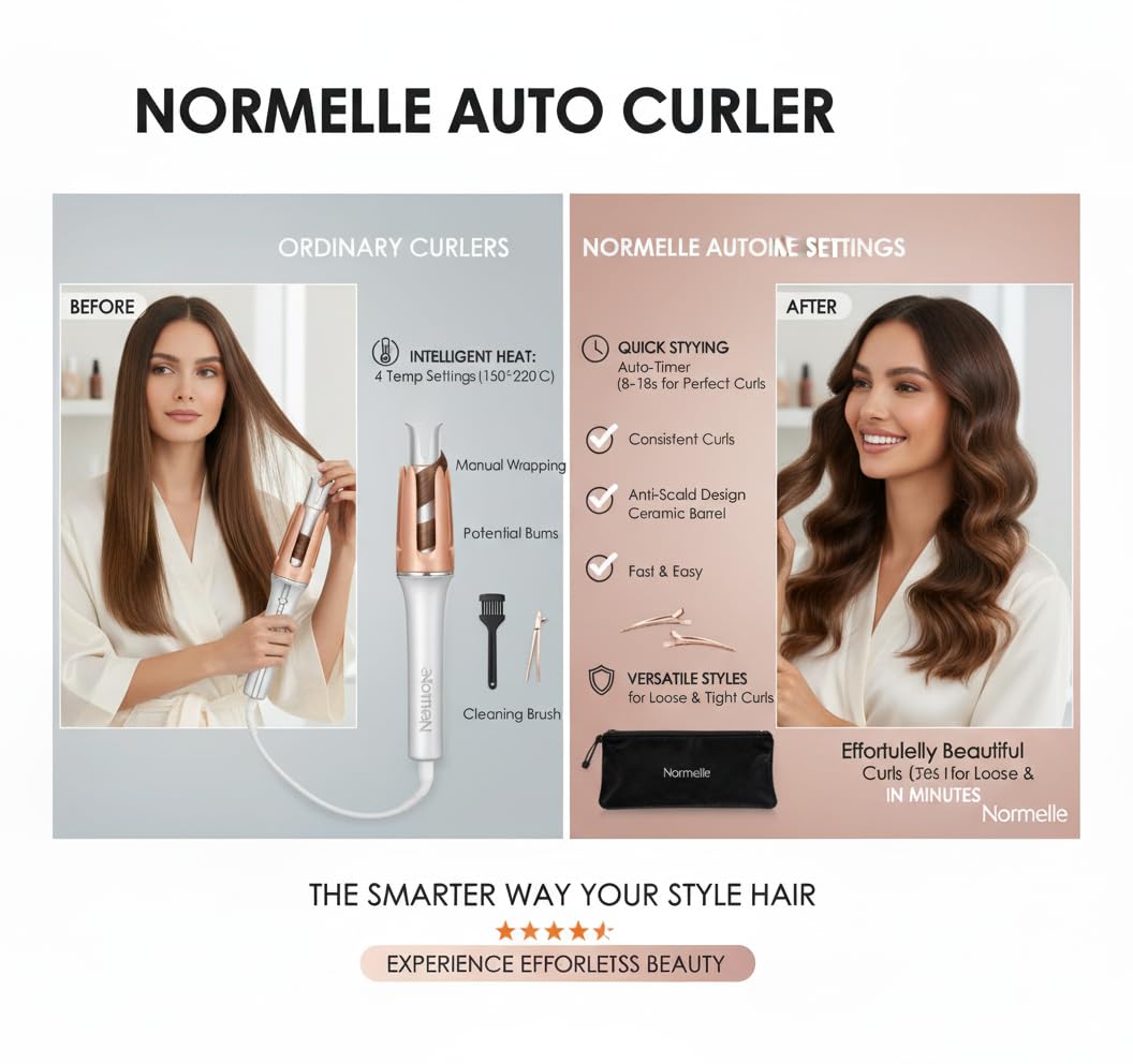 Automatic Curling Iron 1 1/4 Inch Ceramic Hair Curler | Fast Heating Rotating Wand with 3 Temperature Settings, Anti-Scald, Anti-Tangle, 2-Way Rotation, Auto Shut-Off - Image 5