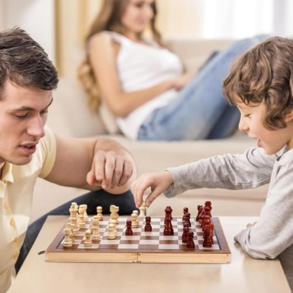 Chess Set – Wooden Folding Magnetic Chess Board Game with Handcrafted Staunton Pieces, Portable Storage Case, and Extra Queens for Kids and Adults – Travel-Friendly and Durable Design - Image 2