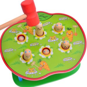 Wooden Apple Hamster Toy – Educational Whack-a-Mole Game for Kids – Interactive Learning Toy, Hand-Eye Coordination Builder, Fine Motor Development, Montessori-Inspired Play Tool