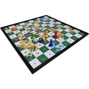 Portable Ludo & Snakes Ladders Chess Game, Family Fun Entertainment, Educational Gift for Kids & Adults, Durable & Safe Plastic, Foldable & Lightweight, Ideal for Home, School & Travel