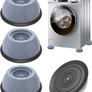 4 Pack Anti-Vibration Pads for Washing Machine, Washing Machine Foot Pads, Shock Absorbing Stabilizer Feet,Washing Machine Stand to Prevent Shifting, Grey and Black,