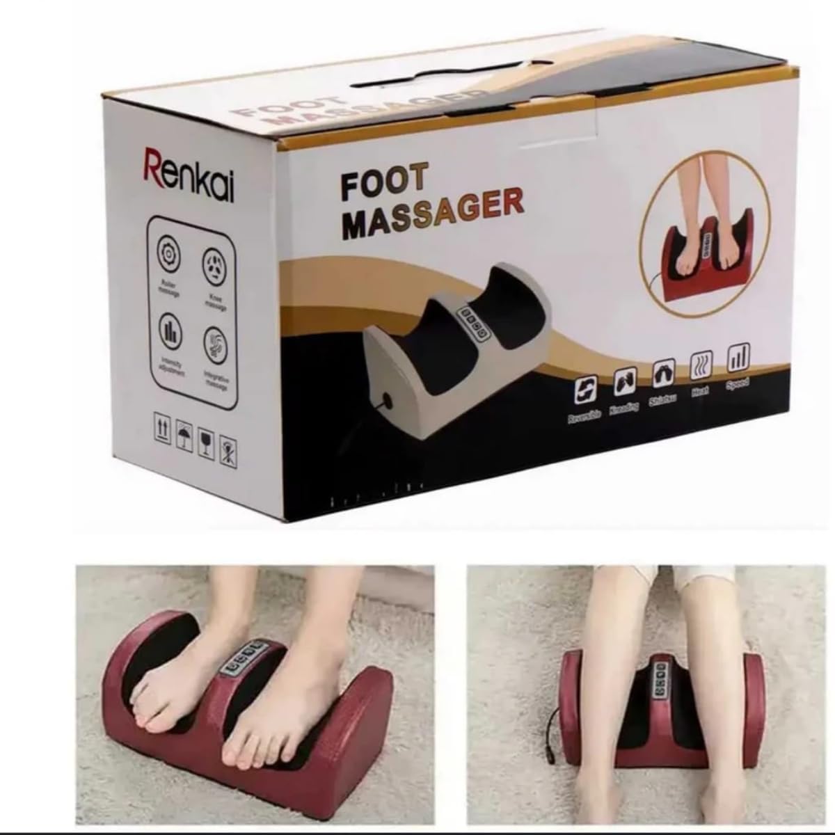 Electric Foot, Calf & Forearm Massager with 3 Speed Modes, Directional Massage, Washable Cover/Relieve Sore Feet, Improve Circulation, Reduce Stress & Muscle Tension, Home Spa Relaxation
