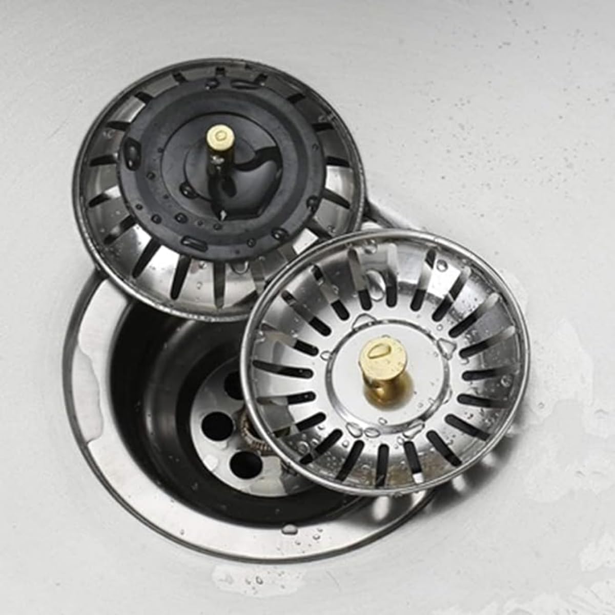 Sink Strainer Stopper/Stainless Steel Kitchen Sink Drain Strainer Plug with Brass Knob and Rubber Seal, Fits Standard Drains, Prevents Clogging, Durable and Rust-Resistant Design - Image 6