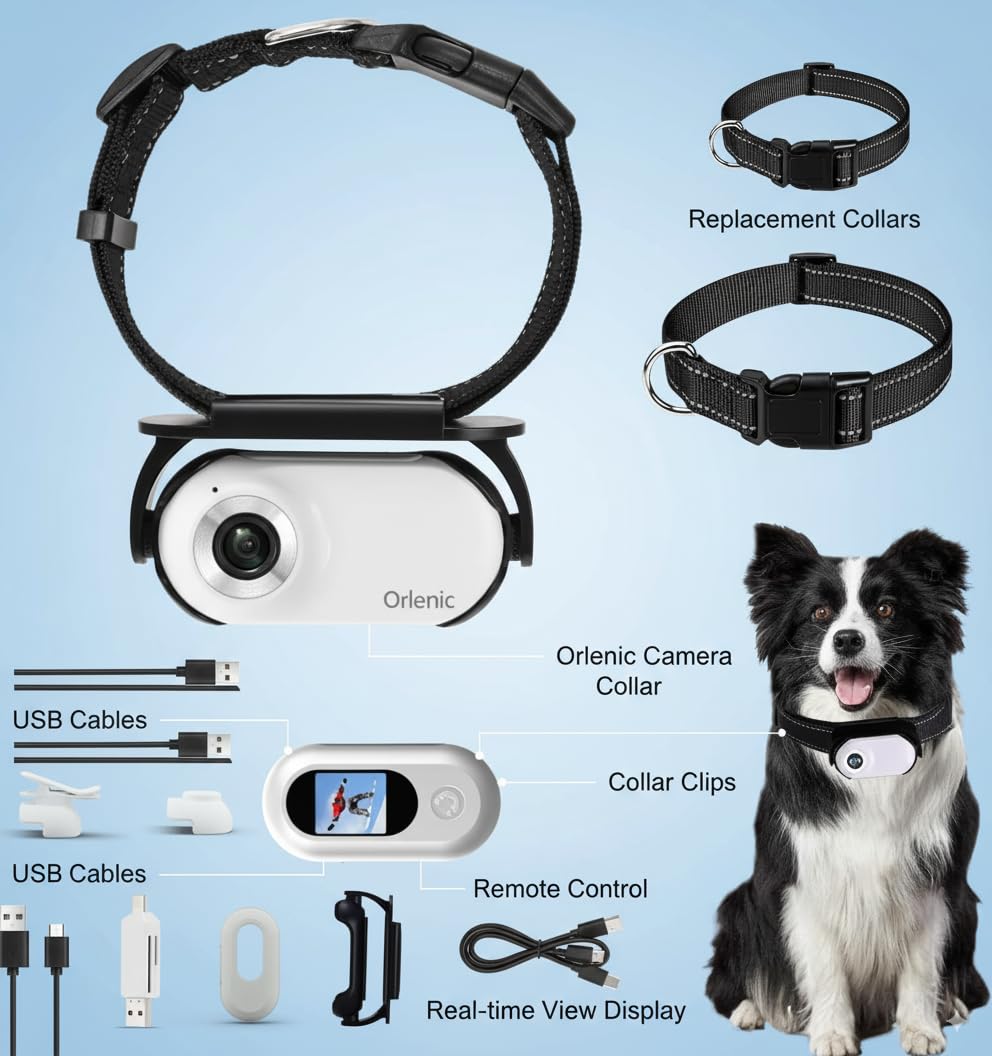 1080P Cat Camera Collar with 120° Wide-Angle Lens, Thumb Camera for Pets and Sports, Video Recording Wearable Cam with Back Clip, Silicone Case, Collar Mount - Image 6