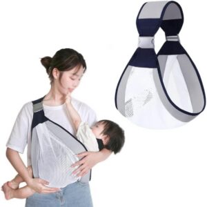 Baby Sling Carrier/Adjustable Breathable Mesh Infant Wrap for Newborns & Toddlers, Hands-Free Shoulder Strap Nursing Holder for Moms & Dads
