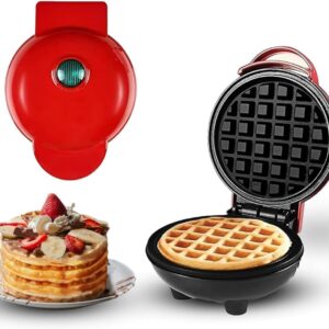 Waffle Maker/Mini Non-Stick Electric Waffle Iron for Single Servings, Compact and Portable Design, Ideal for Breakfast, Snacks, and Desserts, Easy to Use and Clean, Includes Indicator Light