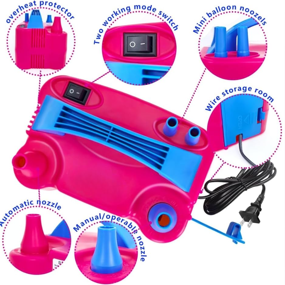 High Power Portable Balloon Pump Electric, Dual Nozzles, Automatic, Battery Powered | Inflate Balloons, Party Supplies, Birthday Decorations, Helium Balloon Pump, Balloon Stand, New Year Decorations - Image 5