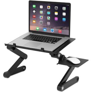 Foldable Laptop Stand Desk for Bed & Sofa, Portable Tray with USB Cooling Fans, Ergonomic Laptop Table Stand with Mouse Pad, Lightweight Multi-Angle Lap Tray for Couch,