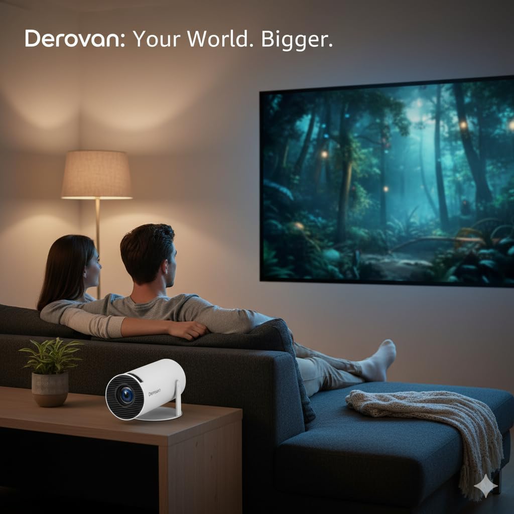 HY300 Pro Smart Mini Projector with WiFi 6 & Bluetooth 5.0 | Android 11.0 Portable Home Theater Projector with Auto Keystone, 130” Max Screen, 720P Native, 4K Supported, Built-in Speaker, 180° - Image 3