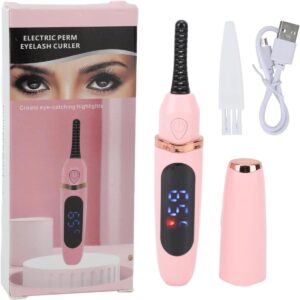 Heated Eyelash Curler, USB Rechargeable Electric Lash Curler, 3 Temperature Settings, LED Digital Display, Long-Lasting Curl, Portable Eyelash Styling Tool for Women, Ideal Gift for Thick Lashes