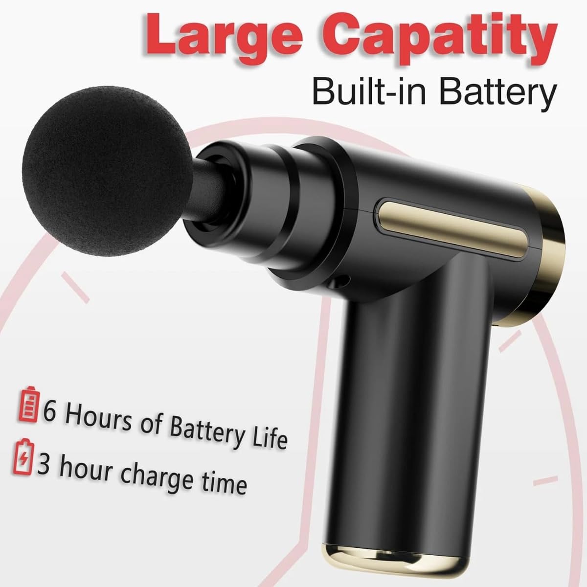 Handheld Massage Gun Deep Tissue – 6 Adjustable Speeds, 4 Massage Heads, Cordless & Rechargeable, Relieves Pain & Muscle Tension, Perfect for Athletes & Daily Recovery – Compact, Quiet & Powerful - Image 5