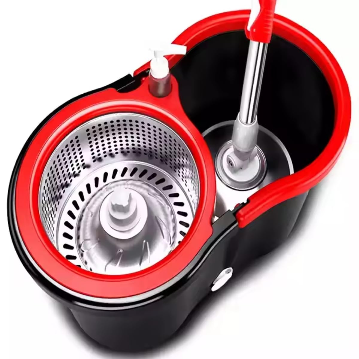 Spin Mop Bucket Set with Easy Spin Mop and Bucket for Home Kitchen Floor Cleaning | Microfiber Spin Mop Kit, Extended Handle, Self-Cleaning | Fast Cleaning Mop Bucket on Wheels laundry basket - Image 6