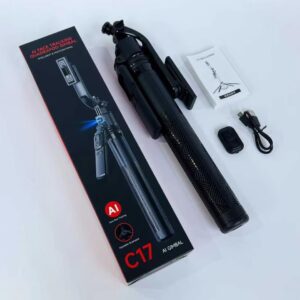 360° Gimbal Selfie Stick Tripod – Intelligent Face Tracking, Anti-Shake Handle, Bluetooth Remote, Extendable Tripod Stand for Phones – Foldable 4-Leg Bracket for Vlogging, Streaming, and Travel Photog