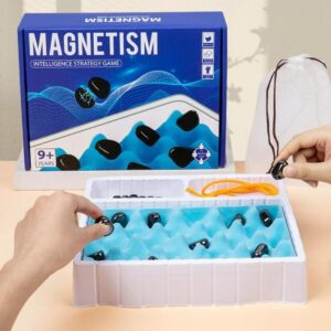 Magnetic Chess Strategy Game - Multiplayer Magnet Board with Sponge Rope, and Storage Bag - Educational Checkers Set for Family Fun, Travel, and Parties magnetic chess game magnetic board