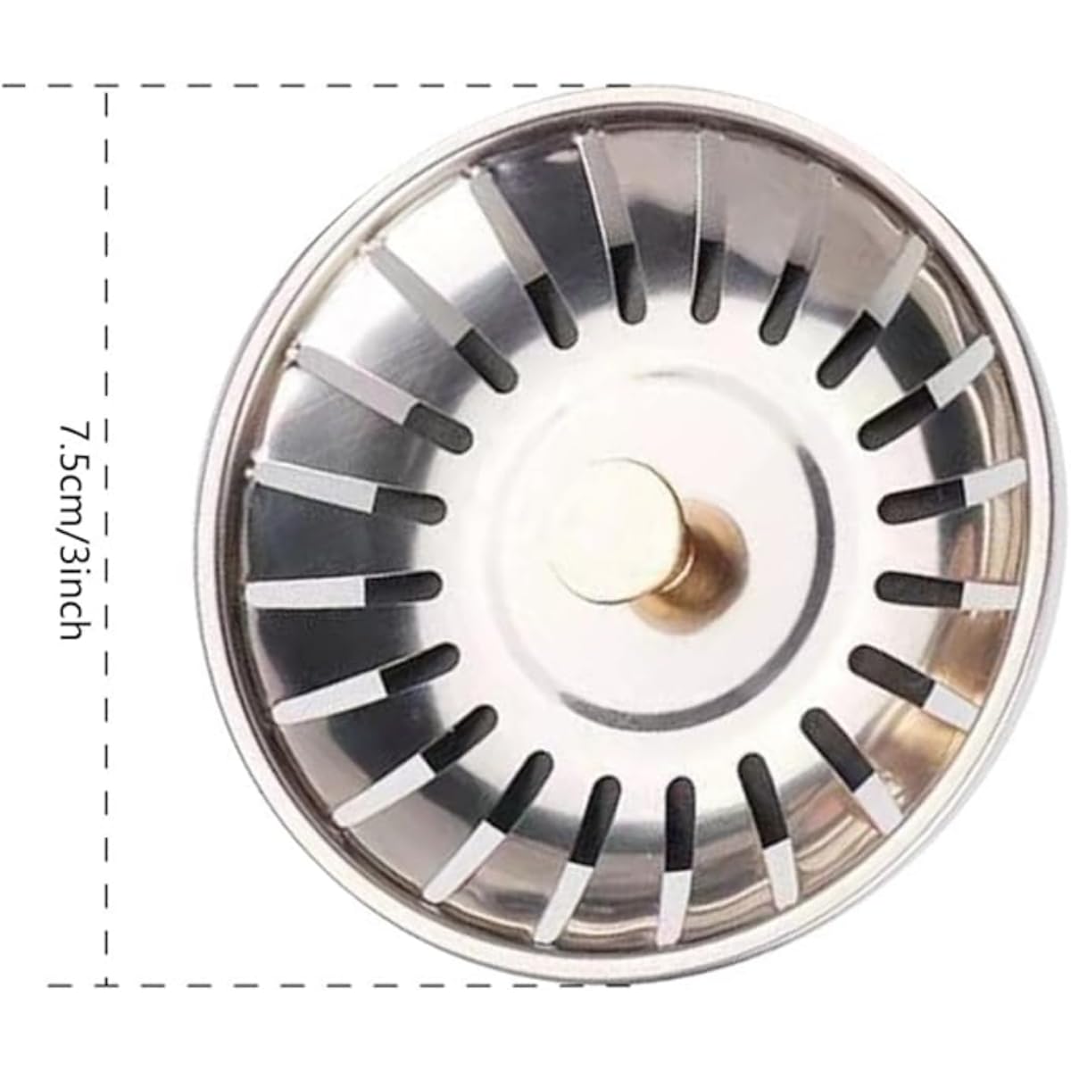 Sink Strainer Stopper/Stainless Steel Kitchen Sink Drain Strainer Plug with Brass Knob and Rubber Seal, Fits Standard Drains, Prevents Clogging, Durable and Rust-Resistant Design - Image 3