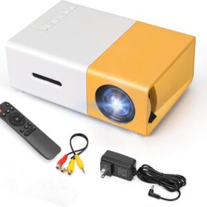 Portable Mini Projector LED, 1080P HD Outdoor Home Cinema, USB/HDMI Input, Pocket Projector for PC, Laptop, TV, Gaming, 400-600 Lumens, 800:1 Contrast, 50,000 Hrs LED Life, Remote Control