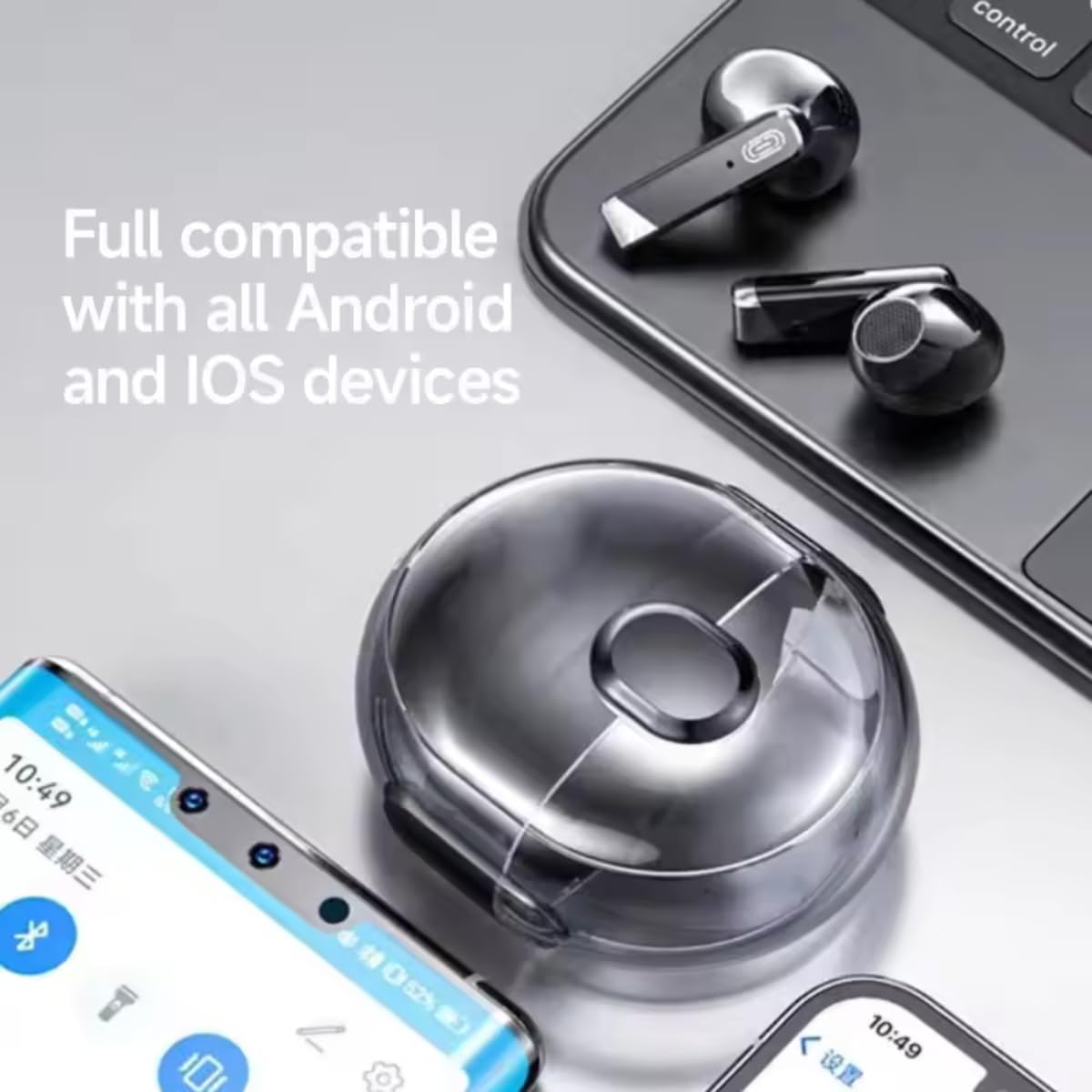 Advanced Bluetooth 5.3 Earbuds: HiFi Stereo, Deep Bass,Playtime, Clear Calls, Touch Control, Custom EQ App, Comfort Fit, Premium Sound for Android/iPhone - Black - Image 3