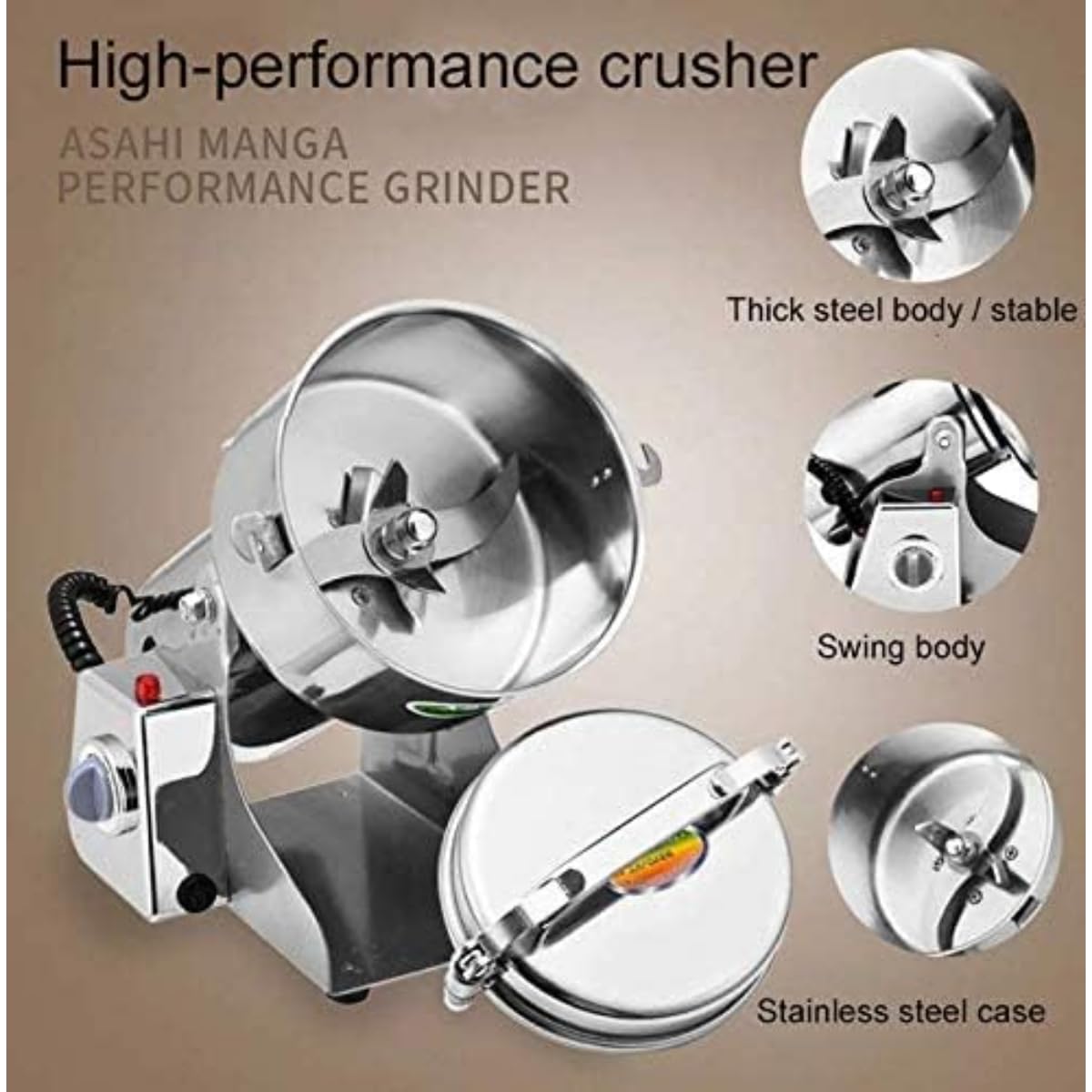 Household Small Crusher Grains Dry Grinding Machine, 800g Stainless Steel High-Power Spice Mill, Electric Grain Grinder for Home/Restaurant/Hotel/Clinic. - Image 5