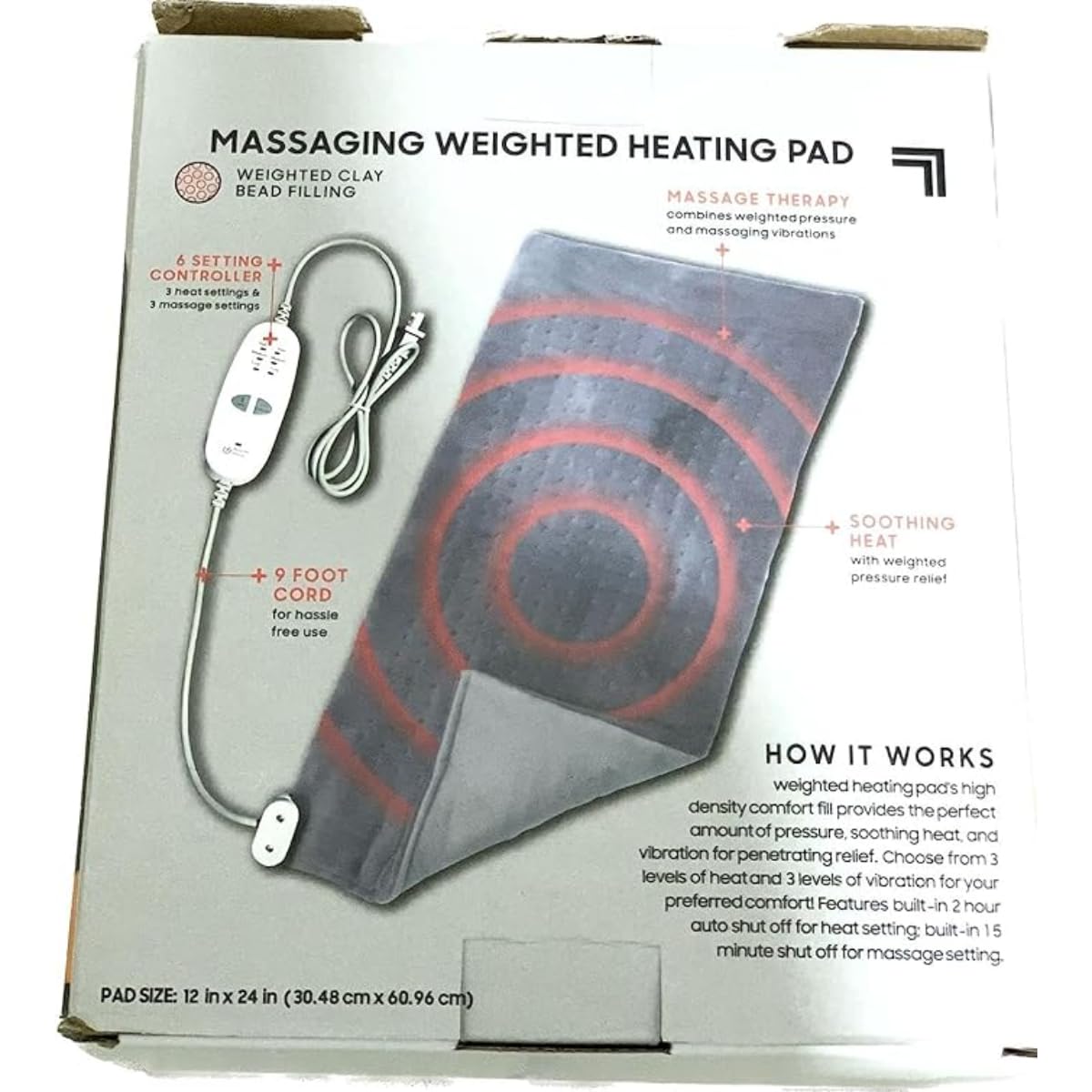 Calming Heat Weighted Heating Pad: Electric Massager with Soothing Heat | Sharper Image | Lightweight & Comfortable | 9 Massages | Targeted Pain Relief | 4 lbs | Relaxation for Aches, Cramps, & Joints - Image 7
