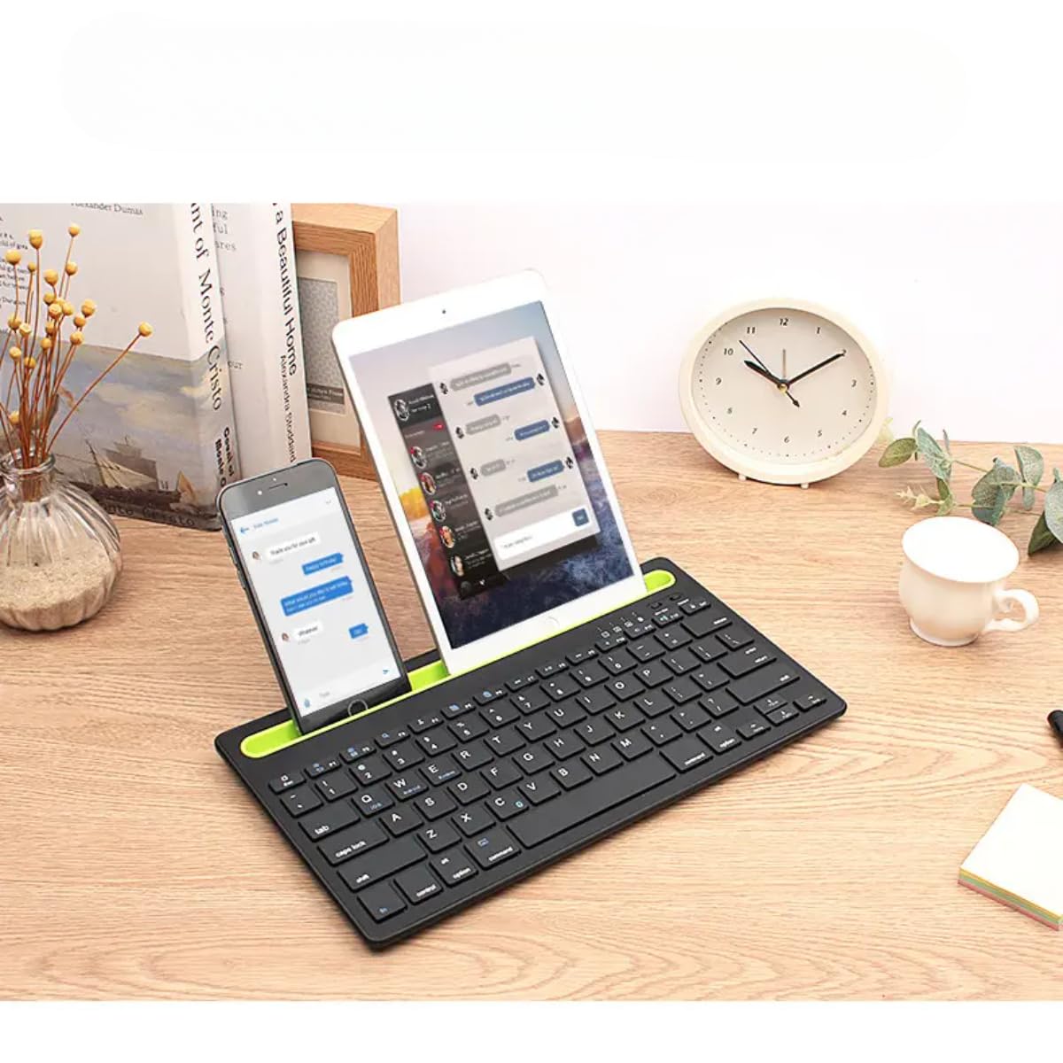 Mechanical Gaming Keyboard with Blue Switches, Backlit, Wired for iOS, Android, Windows; Tri-Fold Bluetooth Keyboard with Touchpad; Spill-Resistant Full Size USB Keyboard for PC, Laptop - Image 2