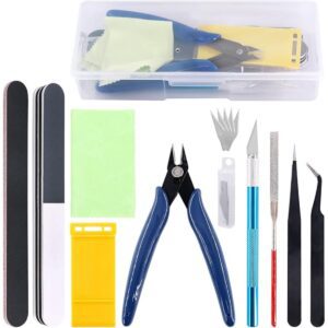 Model Tool Kit / Precision Hobby Tools for Gundam, Miniatures & DIY Crafts | Includes Side Cutter, Hobby Knife, Tweezers, Sanding Tools & Storage Case | Perfect for Model Building & Detailing