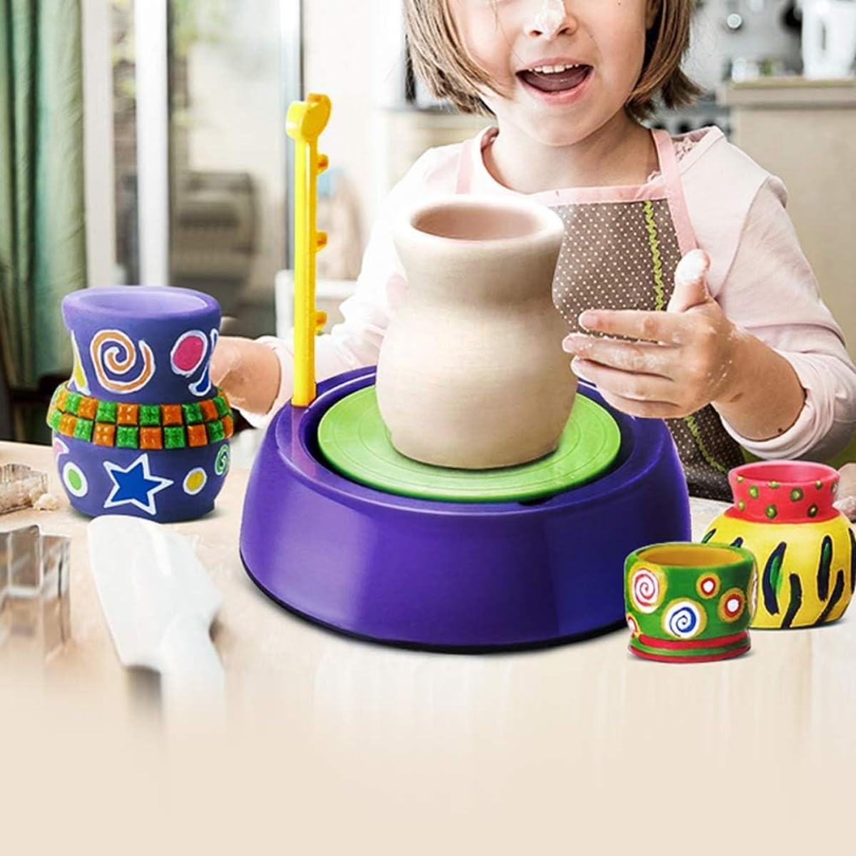 Kids Electric Pottery Wheel Kit, Complete DIY Clay Craft Studio with Air-Dry Clay, Tools, and Mini Pottery Machine, Educational Art Toy for Children, for Ages 5+, Home - Image 6