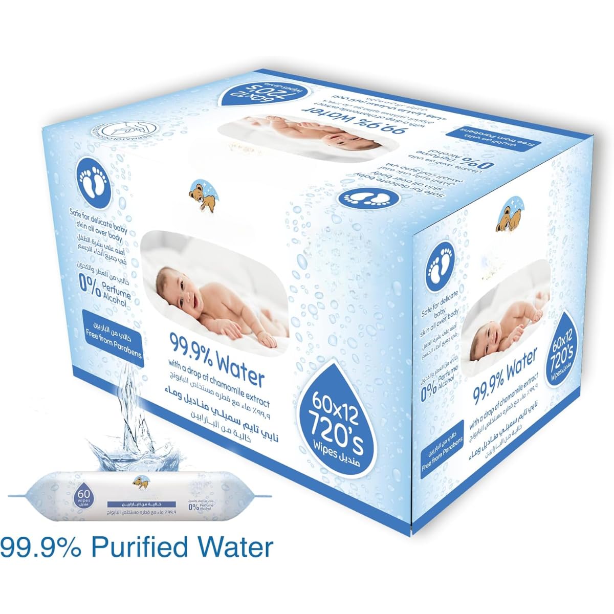 Biodegradable Baby Wipes – 99.9% Pure Water, Unscented & Alcohol-Free – Hypoallergenic Cleansing Wipes for Sensitive Skin – Paraben-Free, Moisturizing Baby Water Wipes for Newborns - Image 3