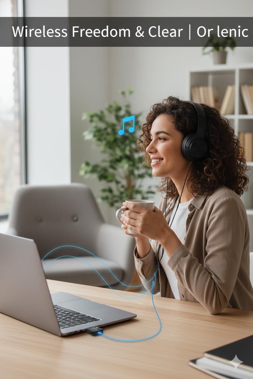 USB Bluetooth 5.0 Dongle Adapter for PC Laptop Desktop – Mini Wireless Audio Receiver Plug and Play – Supports Mouse Keyboard Printer Headset Speaker Gamepad – Compatible with Windows - Image 3