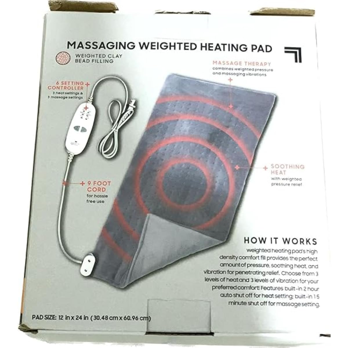 Calming Heat Weighted Heating Pad: Electric Massager with Soothing Heat | Sharper Image | Lightweight & Comfortable | 9 Massages | Targeted Pain Relief | 4 lbs | Relaxation for Aches, Cramps, & Joints - Image 5