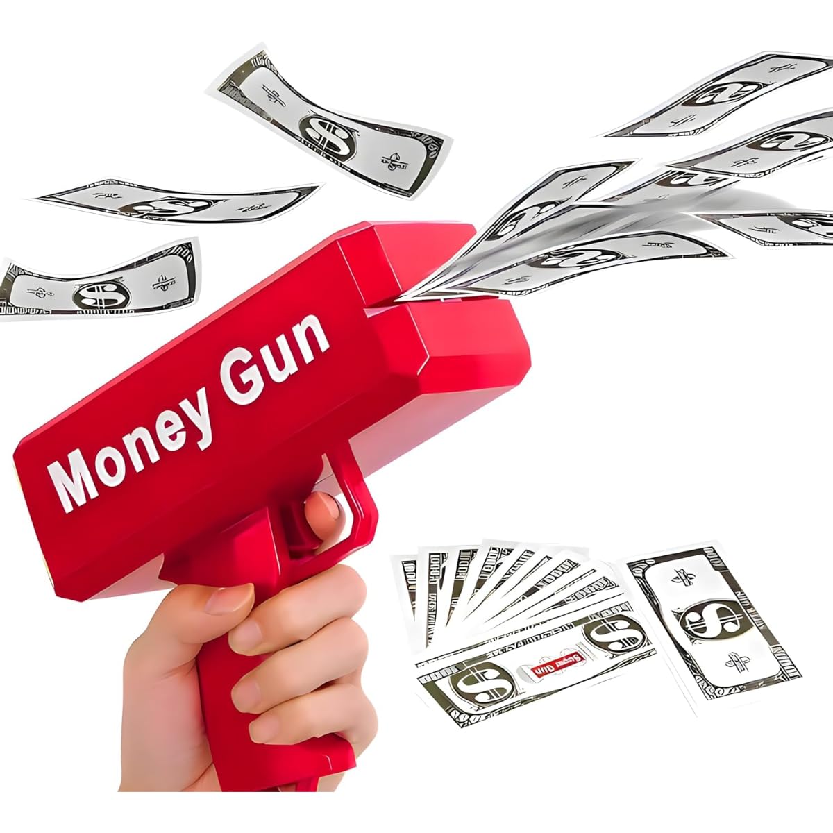 Money Gun, Paper Spray Supreme Machine Toy, 100 pcs Cash Cannon Fake Bills, Perfect for Party, Birthday, Wedding, Boys & Girls Entertainment, Quick Reload, Durable Construction