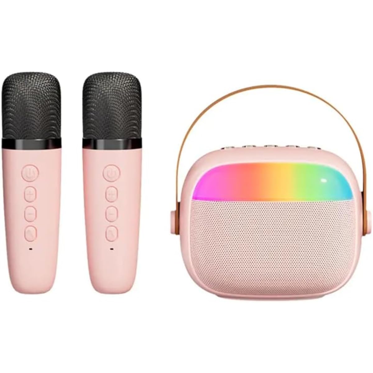 Generic Portable Kids Karaoke Machine: 2 Wireless Microphones, Bluetooth Speaker, Colorful Lights. Ideal for Girls Boys Family Home Party, Birthday Gift. Supports TF Card/USB/AUX (Pink) - Image 4