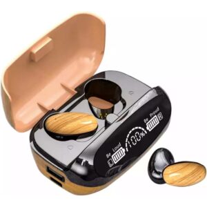 Wireless Vintage Wood Earbuds,Bluetooth 5.2, Smart LCD Charging Case, Waterproof, USB-C Recharge, Hifi Sound, Voice Assistant, Touch Controls, Compatible with Android iOS, High Search Volume