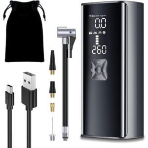 Generic Portable Tire Inflator - Digital Pressure Detection, Long Battery Life, LED Light - Electric Air Compressor for Car Tires (150PSI), Bikes - Auto Pump Tyre Inflator, Air Purifier, Jump Starter