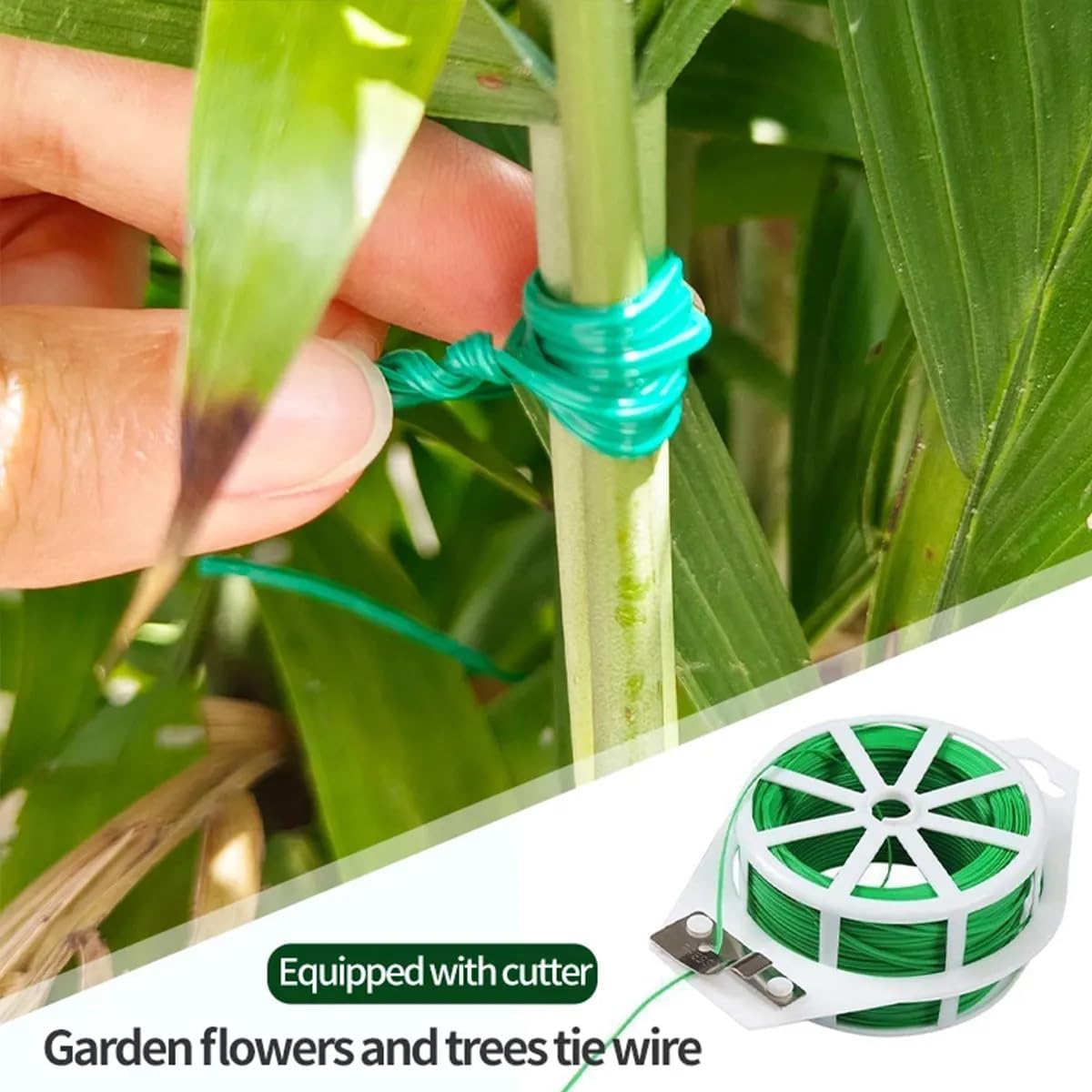 2pcs 20m Green Garden Plant Twist Ties with Cutter – Heavy-Duty Plastic Coated Wire for Gardening, Plant Support, Bag Sealing, Cable Management, Home and Office Organization - Image 3