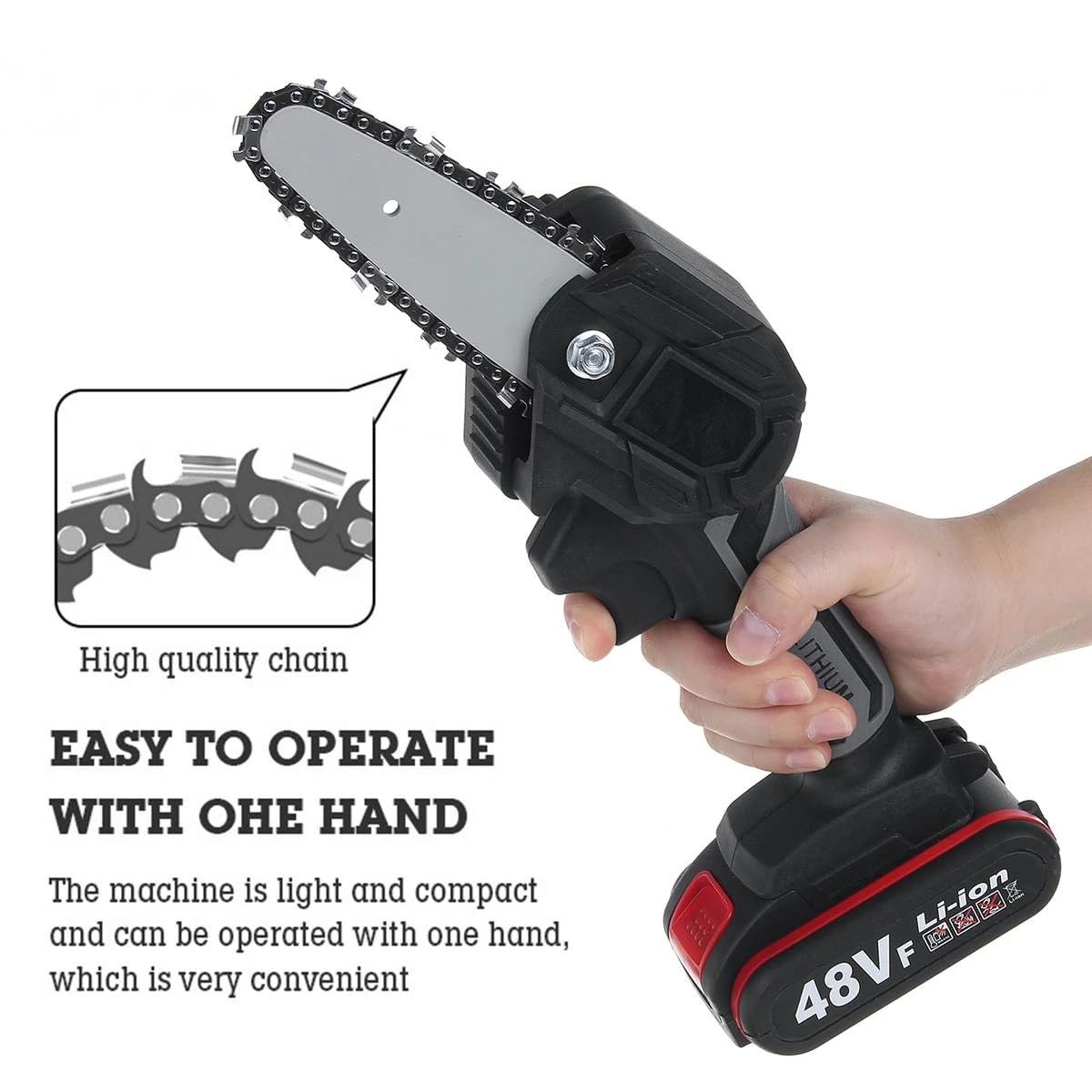 Mini Chainsaw Cordless Electric gardening tools Chainsaw with power tools Portable One-Hand Operated Saw for Tree Branch Trimming, Wood Cutting, Gardening, and Pruning wood cutter machine - Image 2