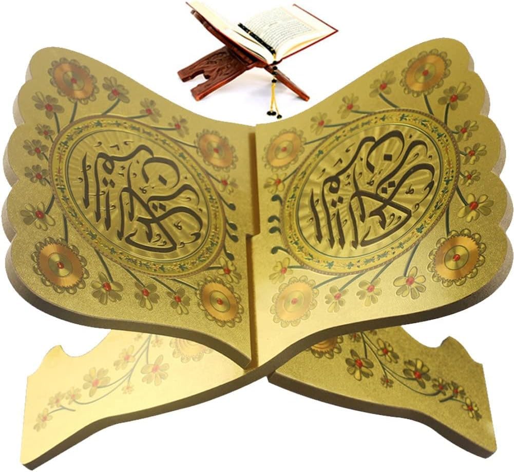 Wooden Religious Book Stand, Foldable Holy Book Holder with Engraved Design, Tabletop Display for Reading, Prayer & Home Decor - Image 5