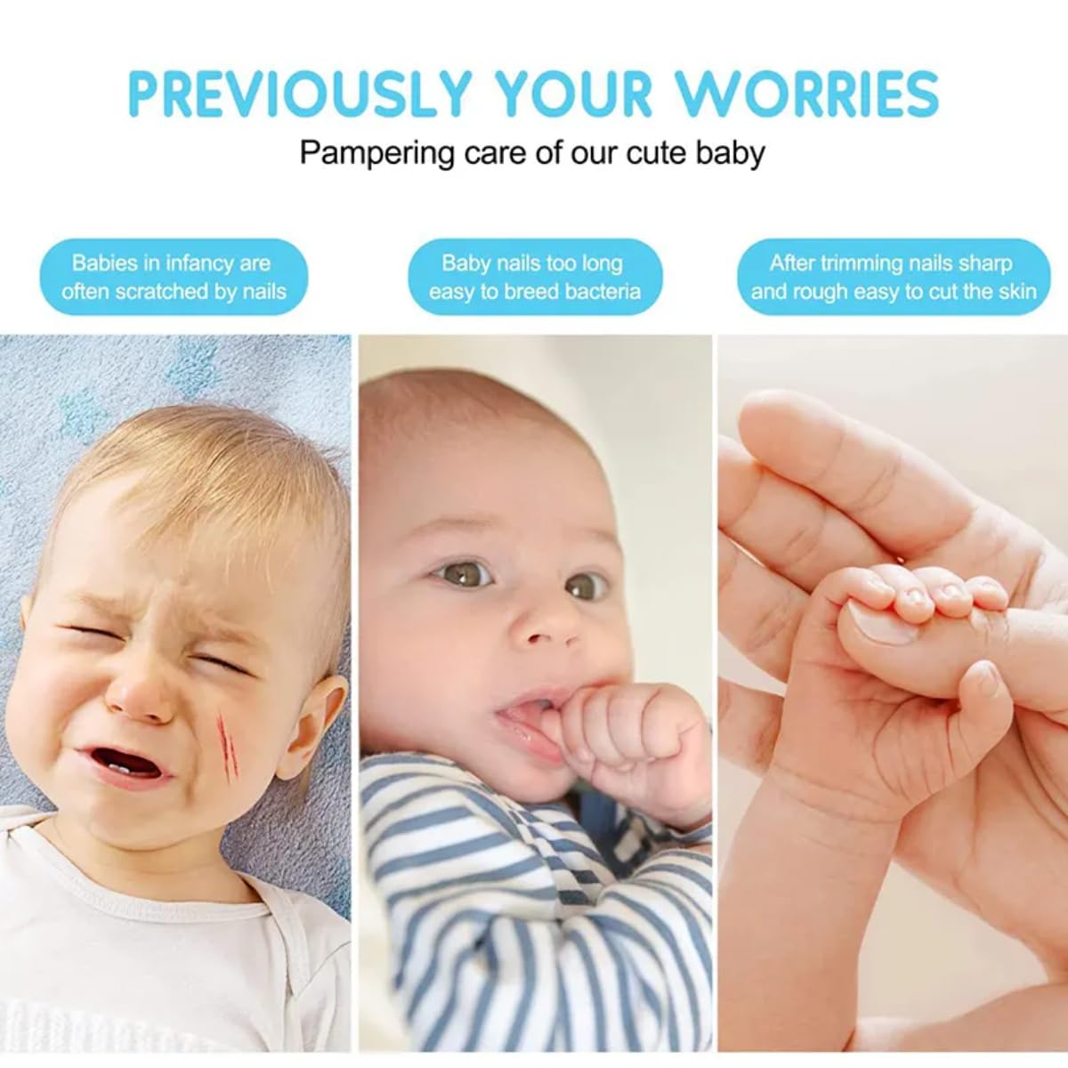 Newborn Baby Nail Trimmer Kit with LED Light & Electric Nail Clipper | Baby Nail File, Manicure & Pedicure Set, Baby Essentials | Safe Nail Care, Nail Brush, Baby Nail Cutter, Nail Drill Machine - Image 4