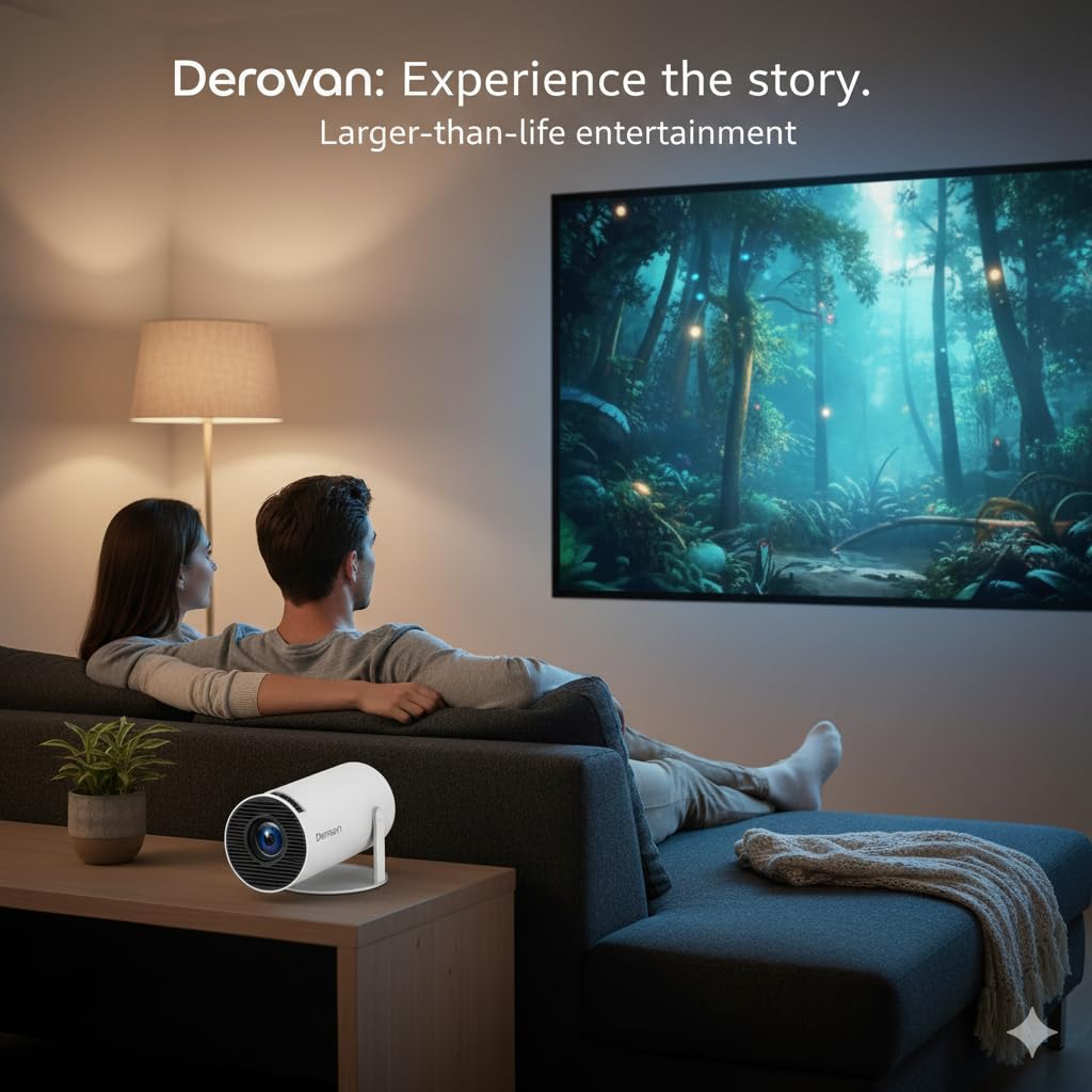 HY300 Pro Smart Mini Projector with WiFi 6 & Bluetooth 5.0 | Android 11.0 Portable Home Theater Projector with Auto Keystone, 130” Max Screen, 720P Native, 4K Supported, Built-in Speaker, 180° - Image 4