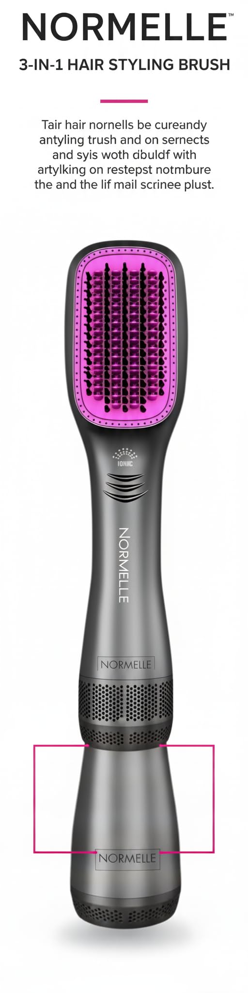 3-in-1 Hair Dryer Brush & Straightener, 1200W Ceramic Tourmaline Ionic Hot Air Brush with 3 Heat/2 Speed Settings, One-Step Hair Dryer and Styler for All Hair Types, Purple - Image 6