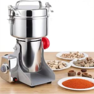 High-Speed Electric Grain Mill Grinder - Stainless Steel Ultra-Fine Powder Machine for Home & Commercial Use - 3000W Spice, Coffee, and Cereal Mill with Extra Cleaning Brush