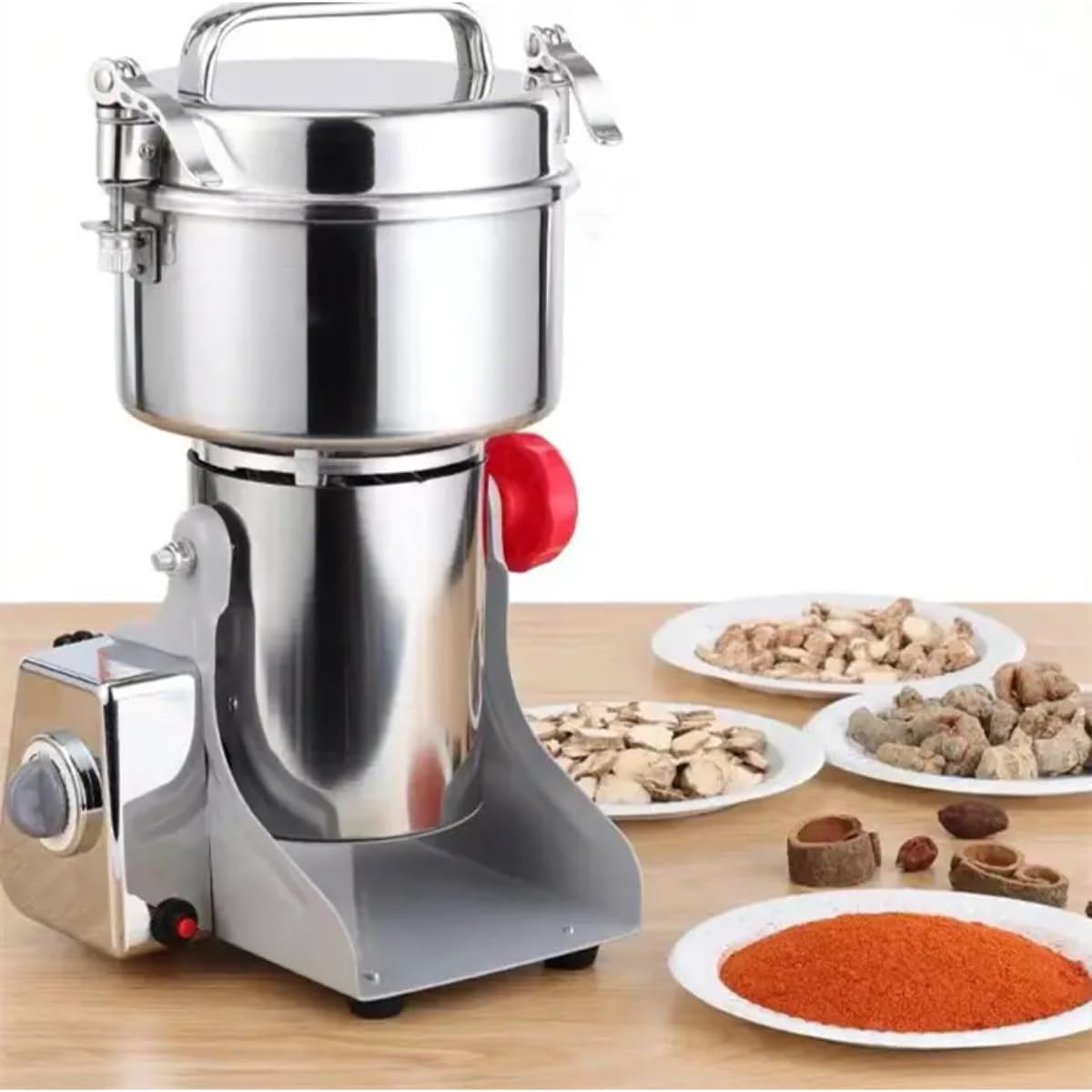 High-Speed Electric Grain Mill Grinder - Stainless Steel Ultra-Fine Powder Machine for Home & Commercial Use - 3000W Spice, Coffee, and Cereal Mill with Extra Cleaning Brush