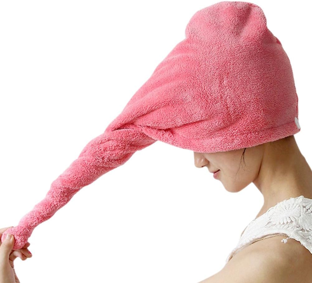 Microfiber Hair Towel Wrap – Ultra-Soft, Super Absorbent, Frizz-Reducing Turban with Cute Teddy Bear Button