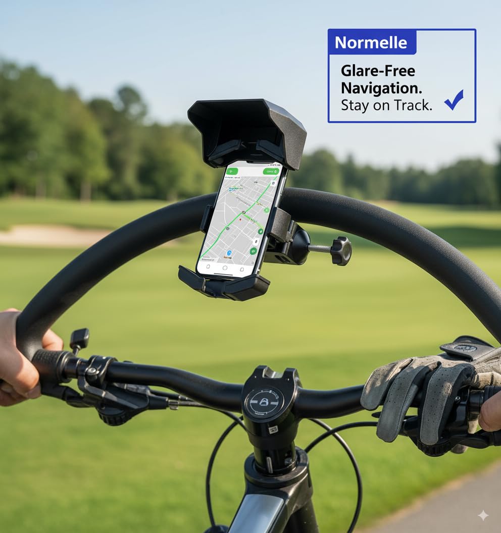 Professional Golf Cart Phone Holder with Sunshade and Anti-Drop Lock, Universal Mount Fits All Golf Cart Models EZGO Club Car Yamaha, Adjustable Bracket for Smartphones 5–7.5 Inches – Black - Image 3