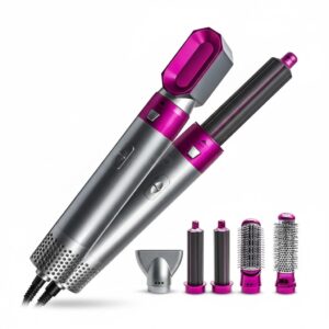 5-in-1 Hot Air Hair Dryer Brush – Negative Ion Detachable Styler with Comb, Curler, Straightener, Wave & Volumizer | Professional Blow Dry Styling Tool for Women