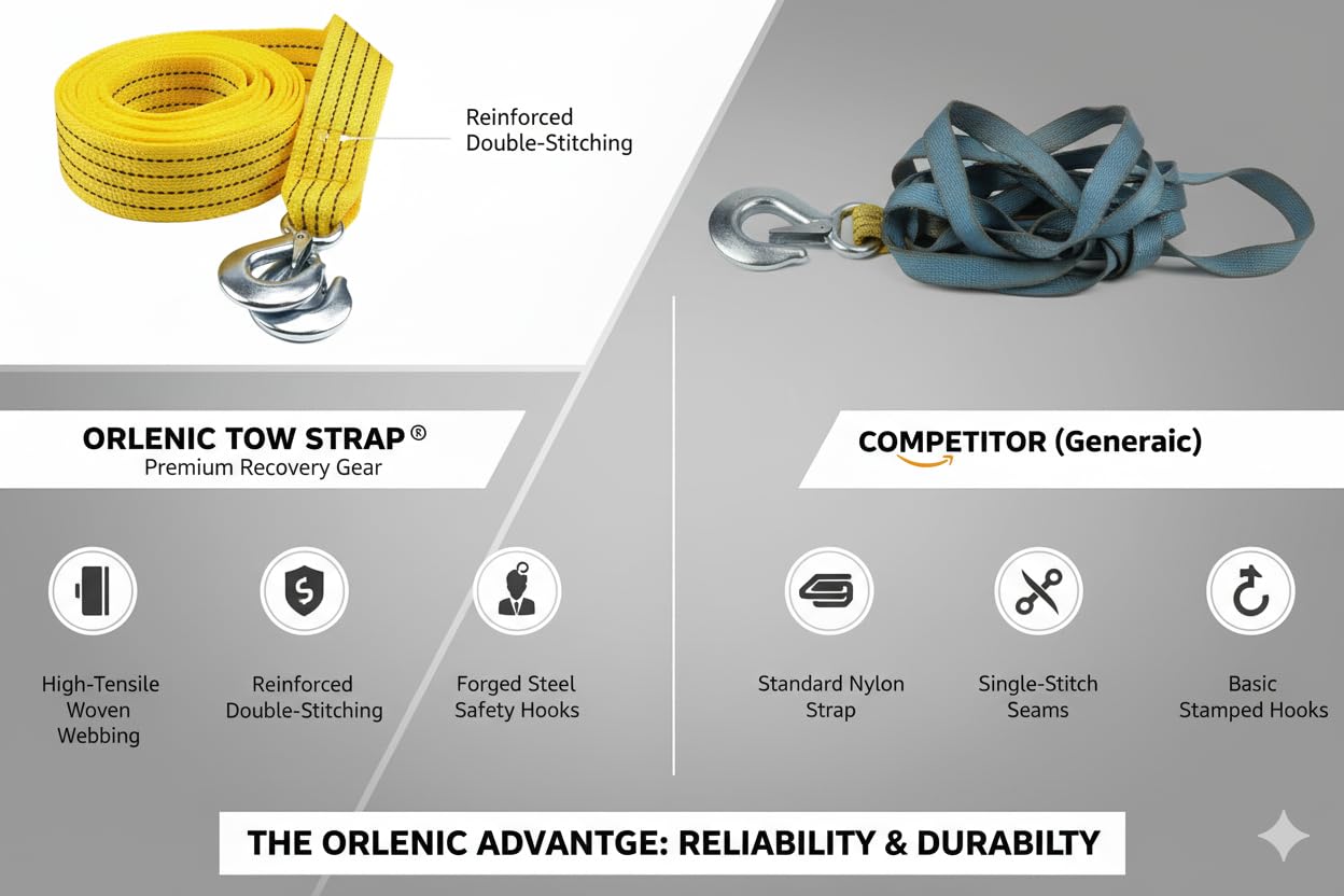 Heavy Duty 5 Ton Car Tow Rope Strap with Hooks, 4M Recovery Cable for Vehicle Towing, Roadside Assistance for Cars, Vans, Trucks, Emergency Pull Strap with Safety Latch - Image 7