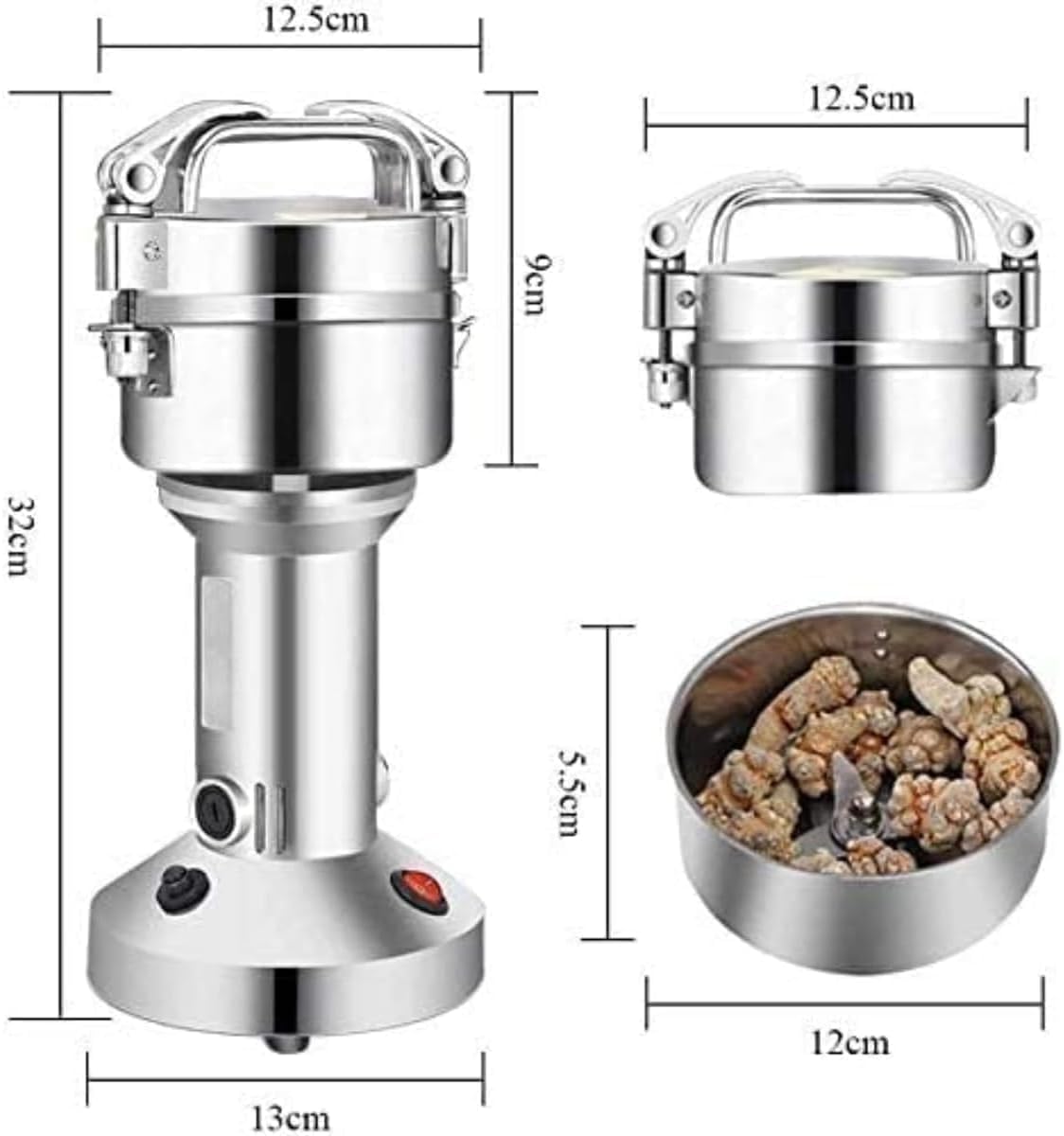 Portable Electric Grain Grinder – High-Speed Stainless Steel Mill for Herbs, Spices, Flour & Cereals, Heavy-Duty Pulverizer for Home & Commercial Use, Compact Upgraded Grinding Machine - Image 5