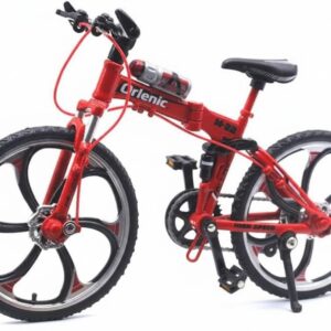 6.92 Inch Mini Racing Bicycle Model – Zinc Alloy Foldable Mountain Bike Toy – 1:10 Scale Realistic Diecast Bicycle for Desk Decor, Kids Play, Office Display, Home Craft Decoration