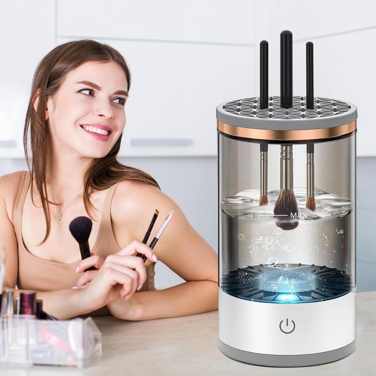 Electric Makeup Brush Cleaner and Dryer Machine/Automatic Quick Cleaning Spinner Device for Cosmetic Brushes – Deep Clean Tool for Beauty and Skincare Routine - Image 2