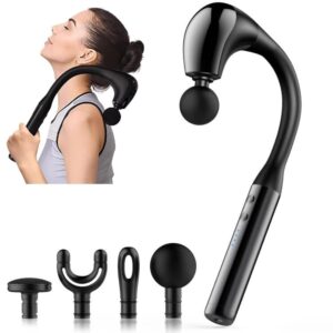 Deep Tissue Massager – Portable U-Shaped Massage Gun – Relieves Muscle Pain, Handheld Vibration Massager, Rechargeable Device for Back, Legs & Shoulders, Glossy Black Build